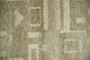 Modern Geometrical Dark Beige and Ivory Hand Knotted 5x8 Wool Area Rug