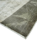 Modern Geometrical Diamond Cut Design Beige and Gray 5x8 Hand loom Viscose Area Rug