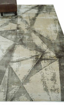 Modern Geometrical Diamond Cut Design Beige and Gray 5x8 Hand loom Viscose Area Rug