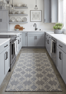 Modern Gray and Beige Geometric Wool Area Rug 5x8 - Hand Tufted