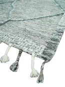 Modern Geometrical Hand carved Texture Gray, Ivory and Charcoal Hand Knotted 5x8 wool Area Rug