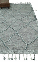 Modern Geometrical Hand carved Texture Gray, Ivory and Charcoal Hand Knotted 5x8 wool Area Rug