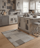 Contemporary Geometric Hand-Knotted Wool Area Rug 2x3 Gray Beige and Silver