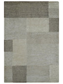 Modern Geometrical Hand knotted 2x3 Gray, Beige and Silver Area Rug | N5323