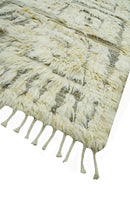 Modern Geometrical Ivory and Gray Texture 9x12 Moroccan Style Plush Pile wool Rug