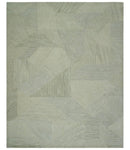 Modern Geometrical Ivory, Gray and Olive Stripes Textured Hand Tufted Custom Made rug