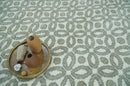 Modern Geometrical Ivory, Teal and Brown Hand Knotted 8x10 wool Area Rug by The Rug Decor