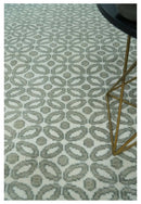 Modern Geometrical Ivory, Teal and Brown Hand Knotted 8x10 wool Area Rug by The Rug Decor