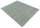 Modern Geometrical Ivory, Teal and Brown Hand Knotted 8x10 wool Area Rug by The Rug Decor