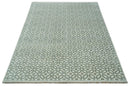 Modern Geometrical Ivory, Teal and Brown Hand Knotted 8x10 wool Area Rug by The Rug Decor