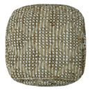 Modern Geometrical Natural Brown and Ivory Design Jute and wool Pouf by The Rug Decor