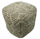 Modern Geometrical Natural Brown and Ivory Design Jute and wool Pouf by The Rug Decor