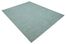 Modern Geometrical Pattern Ivory and Silver Hand Knotted 10x13 Wool Rug