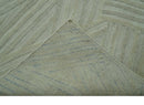 Modern Geometrical Pattern Silver Hand Knotted 10x13 Wool Area Rug