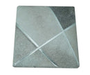 Modern Geometrical Shades of Gray and Ivory Genuine Leather Pouf