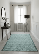Modern Geometrical Silver and Gray Chevron Design Hand Carved  wool Rug