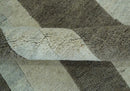 Modern Geometrical Silver, Ivory and Charcoal Hand Knotted 5x8 wool area Rug by The Rug Decor