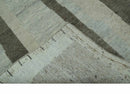 Modern Geometrical Silver, Ivory and Charcoal Hand Knotted 5x8 wool area Rug by The Rug Decor