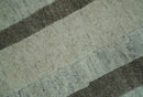 Modern Geometrical Silver, Ivory and Charcoal Hand Knotted 5x8 wool area Rug by The Rug Decor