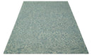 Modern Geometrical Teal and Ivory Hand Tufted Custom Made wool area rug