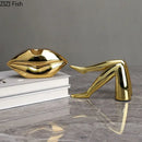GobekUsa Gilded Lips & Leg Resin Figurines Sculpture for Modern Home Decor