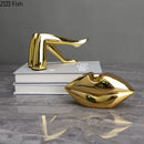 GobekUsa Gilded Lips & Leg Resin Figurines Sculpture for Modern Home Decor