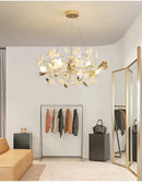 GobekUsa Modern Ginkgo Leaf LED Chandelier Dining Room Lighting