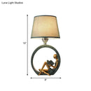 GobekUsa Resin Night Lamp with Tapered Fabric Shade - Modern Girl Reading Table Lamp in Blue