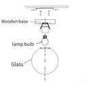 Modern glass ball led ceiling lamp bedroom wood mount by Decorbites