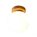 Modern glass ball led ceiling lamp bedroom wood mount by Decorbites