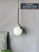 GobekUsa Glass Ball Pendant Light Fixture Modern Hanging Lamp for Bedroom Dining Room