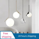 GobekUsa Glass Ball Pendant Light Fixture Modern Hanging Lamp for Bedroom Dining Room
