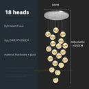 GobekUsa Glass Ball Spiral Chandelier for Modern Staircase & Dining Table LED Ceiling Light