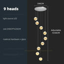 GobekUsa Glass Ball Spiral Chandelier for Modern Staircase & Dining Table LED Ceiling Light