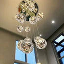 GobekUsa Glass Ball Spiral Chandelier for Modern Staircase & Dining Table LED Ceiling Light