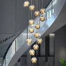 GobekUsa Glass Ball Spiral Chandelier for Modern Staircase & Dining Table LED Ceiling Light