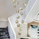 GobekUsa Glass Ball Spiral Chandelier for Modern Staircase & Dining Table LED Ceiling Light