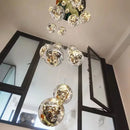 GobekUsa Glass Ball Spiral Chandelier for Modern Staircase & Dining Table LED Ceiling Light