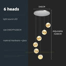 GobekUsa Glass Ball Spiral Chandelier for Modern Staircase & Dining Table LED Ceiling Light
