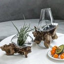 GobekUsa Glass Bonsai Vase Hydroponic Pots Art Wooden Frame Home Decoration