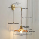GobekUsa Glass Copper LED Wall Lights with Knob Switch, Modern Bedside Lamp