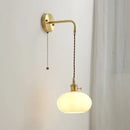 GobekUsa Glass Copper LED Wall Lights with Knob Switch, Modern Bedside Lamp