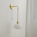 GobekUsa Glass Copper LED Wall Lights with Knob Switch, Modern Bedside Lamp