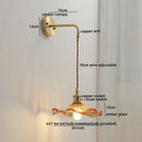 GobekUsa Glass Copper LED Wall Lights with Knob Switch, Modern Bedside Lamp