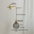 GobekUsa Glass Copper LED Wall Lights with Knob Switch, Modern Bedside Lamp