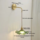 GobekUsa Glass Copper LED Wall Lights with Knob Switch, Modern Bedside Lamp
