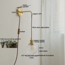 GobekUsa Glass Copper LED Wall Lights with Knob Switch, Modern Bedside Lamp