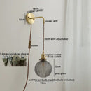 GobekUsa Glass Copper LED Wall Lights with Knob Switch, Modern Bedside Lamp