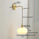 GobekUsa Glass Copper LED Wall Lights with Knob Switch, Modern Bedside Lamp