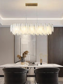 GobekUsa Glass Feather Chandelier: Luxury Art Decor for Living Dining Room
